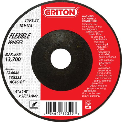Metal, Alüminyum ve Paslanmaz Çelik, Alüminyum Oksit/Silisyum Karbür, 13700 RPM, 4 Çap (20'li Paket)Üzerinde Kullanılan Griton