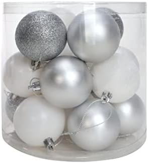 DN DECONATİON Gümüş ve Beyaz Noel Topu Süsler, 2.36 Kırılmaz Dekoratif Asılı Topları Noel Ağacı Dekorasyon için 18 Set, Tatil