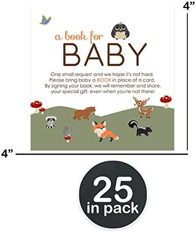 Woodland Bebek Duşu için Bir Kitap Getirin (25 Paket) Erkek Bebek Duşu Davetiye Ekleme Kartları Rustik Hayvan-Çekiliş Fikirlerini