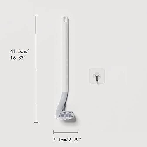 Golf Silikon klozet fırçası Banyo için Uzun Saplı Temizleyici Tuvalet fırçası Seti Esnek Kauçuk tuvalet Fırçası Kanca ile (Beyaz)