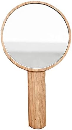 GLRGBHT El Ayna-Taşınabilir Yüksek Çözünürlüklü Kolu makyaj aynası Katı Ahşap makyaj masası aynası Güzellik Salonu Retro Ahşap