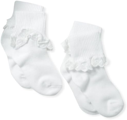 Ülke Çocuklar bebek-kız Turncuff Çorap İle 100 % Pamuk Kuşgözü Dantel Trim Çorap, Pk of 2