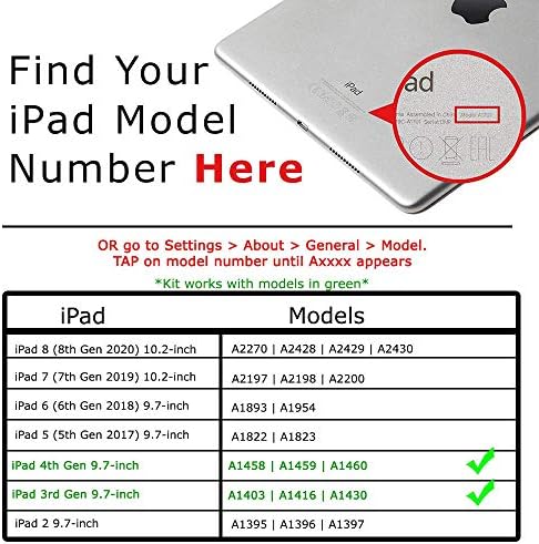 RepairPartsPlus için Prim Pil Değiştirme Kiti için iPad 4 (4th Gen 9.7, A1458 | A1459 | A1460) / iPad 3 (3rd Gen 9.7, A1416