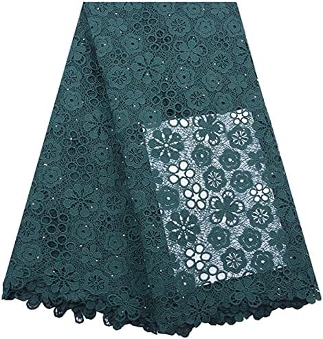 Zyoyotoy Kumaş Embroiderey Gipür dantel kumaş Kord ile Rhinestones Suda Çözünür Dantel Kumaş Düğün Parti Elbise için 5 Metre