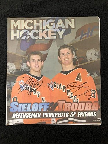 Jacob Trouba ve Patrick Sieloff, Michigan Hokey Dergisi Winnipeg Jets'i İmzaladı-İmzalı NHL Dergileri