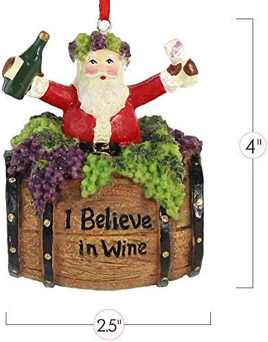 Ornativity Santa Wine Barrel Ornament-Şarap Fıçısı Noel Tatil Ağacı Dekorasyonunda Noel Baba