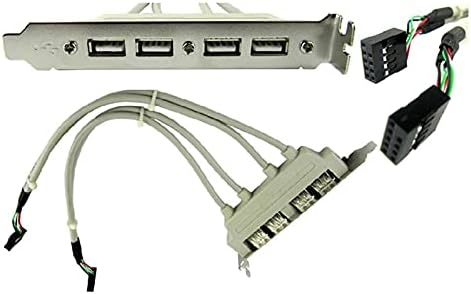 Konnektörler 4 Port USB 2.0 Dişi 9 Pin Anakart Başlık Kablosu Adaptörü Montaj Braketi ile Bilgisayar PC Şasi için Arka Panel