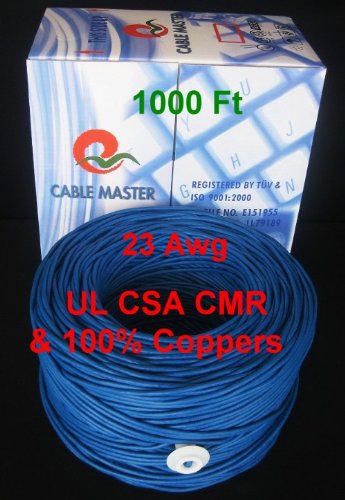 SuperEcable-UTP Kedisi. 6 Dökme Kablo, (UL/CSA) Duvar İçi Nominal (CMR) %100 Bakır 23 Awg Ethernet Katı Bakır, Mavi Renk, 1000