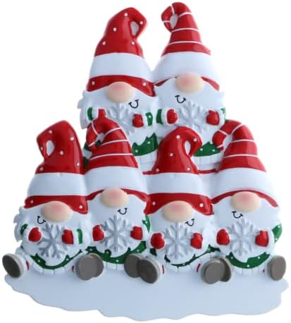 Aile Serisi Gnome Aile 6 Kişiselleştirilmiş Noel Süsleme