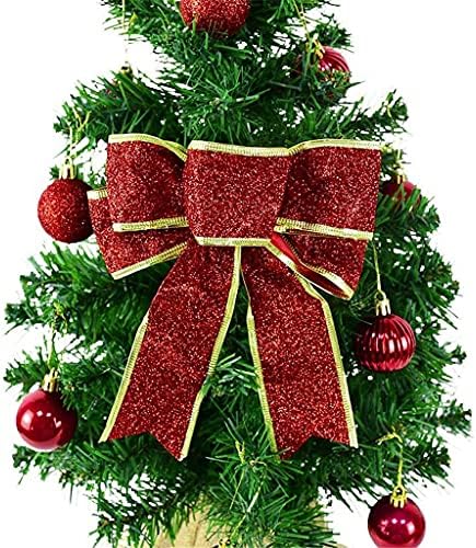 WZADE 1 pc El Yapımı Glitter Şerit Yay Bowknots için Noel Ağacı Dekorasyon Noel DIY Damla Süs (Renk : Bir, Boyutu Gösterir)