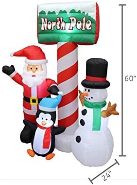 Darbe Gölgelik Noel Şişme Dekorasyon, Açık Tatil Işıklı Kardan Adam-Santa-Penguen, 5 ' Boyunda