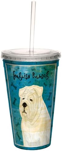 Ağaçsız Selamlar John W. Golden Artful Traveler tarafından İngilizce Bulldog Yeniden Kullanılabilir Samanlı Çift Duvarlı Serin
