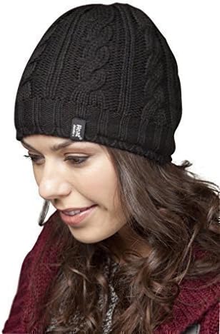 Heatweaver İplik Siyahı ile ısı TUTUCULAR Kadın Termal Kablo Örme Şapka