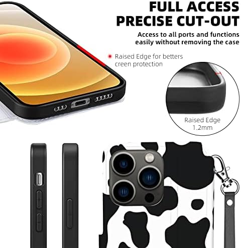 Siyah ve Beyaz İnek Baskı Telefon Deri Cep Kapak Kılıfı Düşmez Koruyucu Telefon Çizilmeye Dayanıklı iPhone 13 için Tasarlanmış
