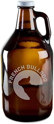 Fransız Bulldog Köpek Irkı Gurur El Yapımı Kazınmış Cam Bira Growler 64 oz