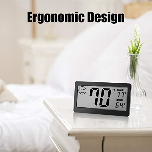 JLENOVEG Dijital Kapalı Termometre Higrometre Sıcaklık ve Nem Göstergesi ile 3.3 inç LCD Masa Ayakta Mıknatıs Takmak için Ev