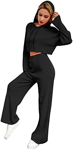 Kadın 2 parça eşofman kıyafetler uzun kollu kazak Hoodie Sweatpants Jogger seti