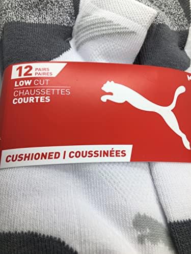 PUMA Mens No Show Low Cut Nem Kontrol Spor Çorapları (Ayakkabı Ölçüsü 7-11) - Beyaz - 12'li Paket