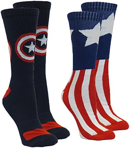 Marvel Kaptan Amerika Erkek Atletik Mürettebat Çorapları 2 Çift Paket