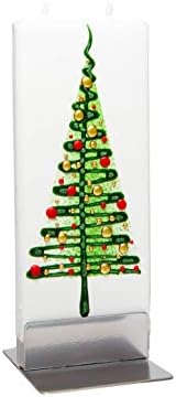 FLATYZ El Yapımı Noel Mumu-Yeşil Ağaç / Kokusuz, Damlamaya Dayanıklı ve Dumansız Ev ve Oda Dekoru için 2 Fitilli Mum | El Boyalı,