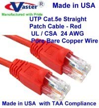 SuperEcable-ABD-0677 - 100 Ft UTP Cat5e - ABD'de Üretilmiştir-Kırmızı-UL 24Awg Saf Bakır-Ethernet Ağ Yama Kablosu