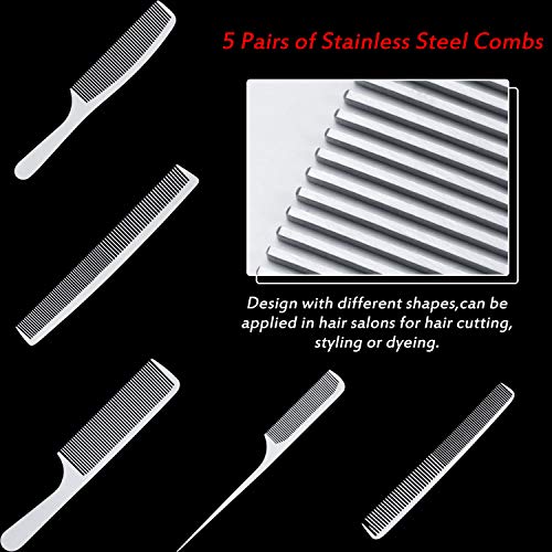 5 Parça Paslanmaz Çelik Saç Tarak Seti Metal Kuyruk Taraklar Gümüş Ince Kesme Tarak Kuaförlük Çelik Tarak Sıçan Kuyruk Tarak