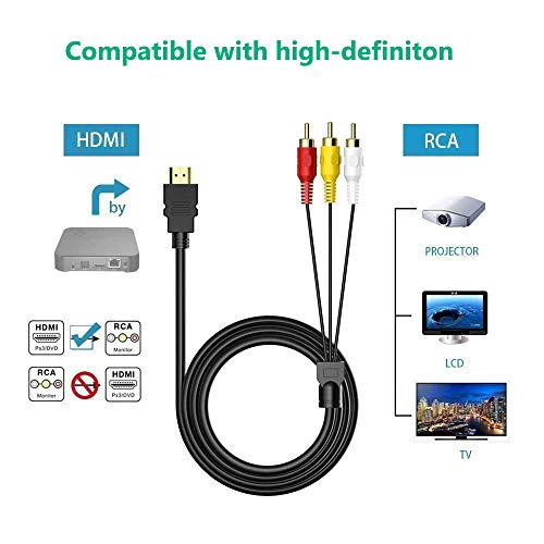HDMI RCA Kablosu, 1080 P 5ft/1.5 m HDMI Erkek 3 - RCA Video Ses AV Kablosu Konnektör Adaptörü Verici için TV HDTV DVD