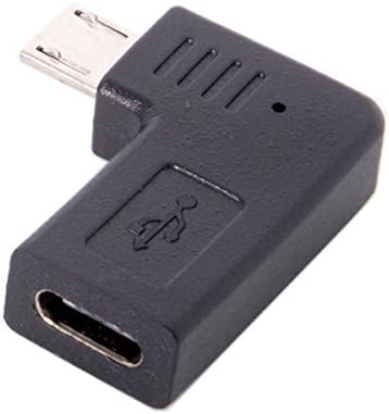 Cablecc USB-C Tipi-C Dişi Mikro USB 2.0 5Pin Erkek Veri Adaptörü 90 Derece Sol ve Sağ Açılı Tip (Sol Açılı)