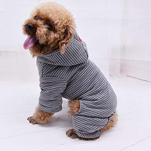 Hynsin Pet Köpek Sıcak Çizgili Tulum Bıyık Baskı Kış Köpek Giysileri Pet Hoody Eşofman Teddy Küçük Köpek Ceket Giyim