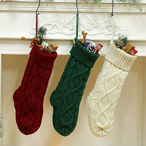 Meiosuns Noel Çorap Kablo Örgü Çorap Noel Süslemeleri Goodie Çanta Hediye Şömine Noel Ağacı Çorap Süsler Tatil Aile Arkadaşlar