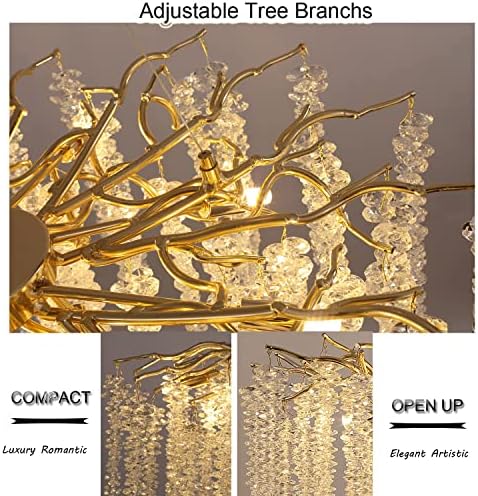 Akeelighting Modern Kristal Altın Avize Aydınlatma Yemek Odası Fuaye için Ağaç Dalı yağmur Damlası Avize Asılı kolye aydınlatma