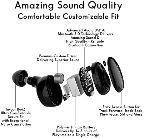 OontZ Gerçek Kablosuz BudZ – İnanılmaz Ses ve Zengin Basa Sahip Bluetooth 5.0 Kablosuz Kulaklıklar, Kompakt Şarj Çantasından