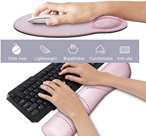 Ergonomik Mouse Pad Seti Klavye Bilek Desteği ile Bilek Dinlenme Pedi ve Mousepads, ıVeze Pu Deri Bellek Köpük Ev Ofis için