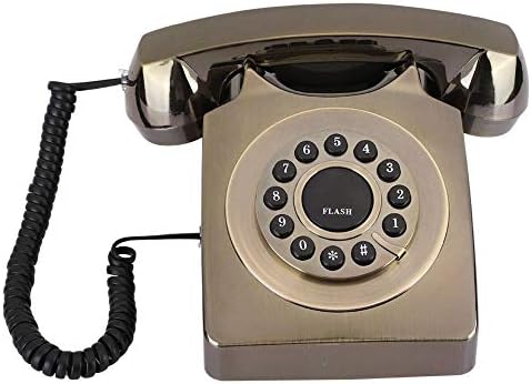 Retro Sabit Telefon, Bronz Kaplama Eski Moda Masaüstü Kablolu Telefon için Ev / Ofis / Otel, Vintage Telefon ((Bronz Kaplama))