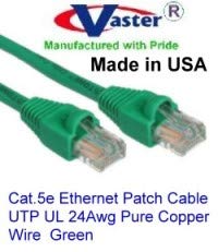 Made in USA, (35 Ft), Cat5e Ethernet Patch Kablosu - RJ45 Bilgisayar Ağ Kablosu - (UL cm ve %100 Bakır. 24AWG, 50u Altın Kaplama)