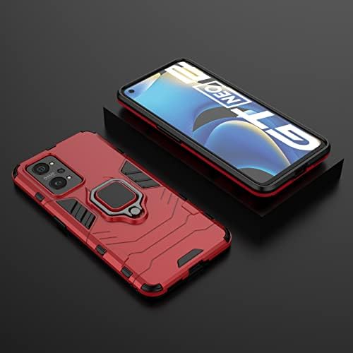 Realme GT Neo 2 5G için uyumlu / Realme GT Neo2 Kickstand Kılıf ile Temperli Cam Ekran Koruyucu [2 Parça], hibrid Ağır Zırh