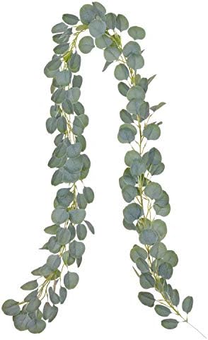 Artiflr 6 ft Yapay Okaliptüs Çelenk Sahte Ipek Okaliptüs Yaprakları Sarmaşıklar El Yapımı Çelenk Yeşillik Düğün Zemin Kemer