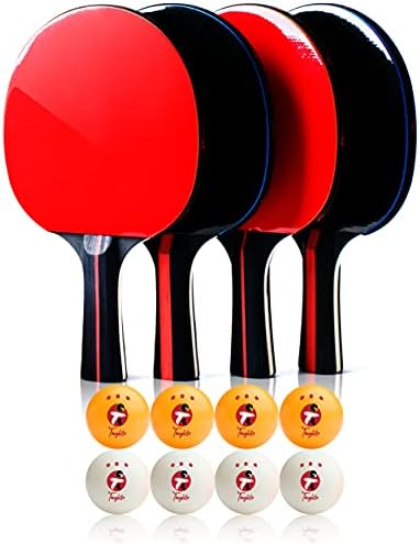 Toughito Pro Ping Pong Paddle Seti-Taşınabilir Ping Pong Kürekler 2mm Künye Ücretsiz Kauçuk ile 4 Set, 8 ITTF Standart Ping