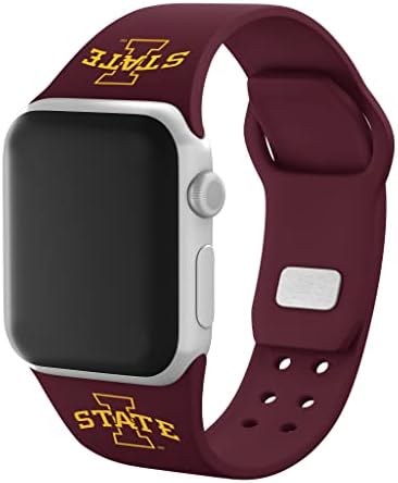 AFİNİTE BANTLARI Iowa State Siklonlar Silikon Spor saat kayışı Apple Watch ile Uyumlu (38/40 / 41mm Beyaz)