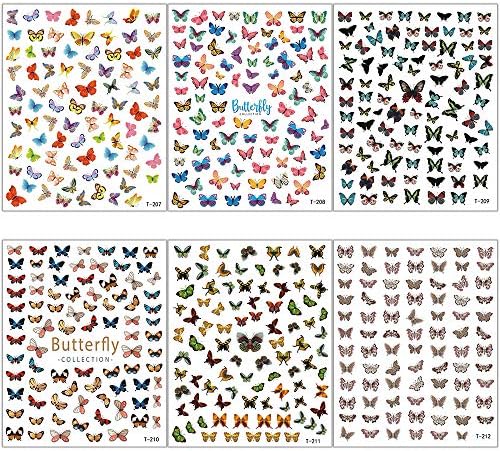 24 Yaprak Kelebek Nail Art Etiketler Çıkartmaları, TOROKOM Kendinden Yapışkanlı Tırnak Çıkartmaları Kelebek Tasarımlar Çivi