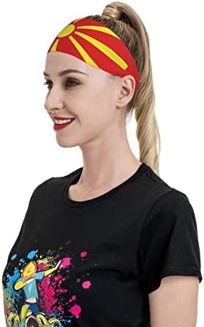 Makedonya bayrağı Bayan Erkek Yoga Spor Hairband Performans Streç Dostu Bantlar Kaymaz Nem Esneklik Saç Aksesuarları için Fitness