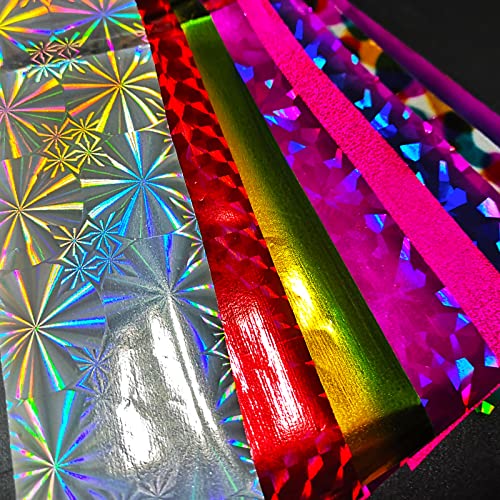AddFavor Tırnak Folyo Transferi Sticker Kiti 100 Yaprak Holografik Folyo Nail Art Çıkartmaları Tasarımcı Lazer Gümüş Altın