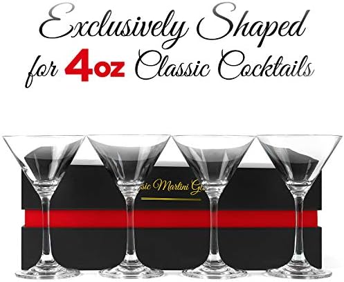 Küçük 5 oz Kristal Martini, Manhattan, Cosmopolitan Kokteyl Bardakları için 4 oz Klasik Bar İçecekler / 4 Set / Vintage Uzun