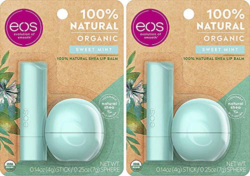 eos USDA Organik Dudak Balsamı-Tatlı Nane / Kuru Dudakları Beslemek için Dudak Bakımı / %100 Doğal ve Glutensiz / Uzun Ömürlü